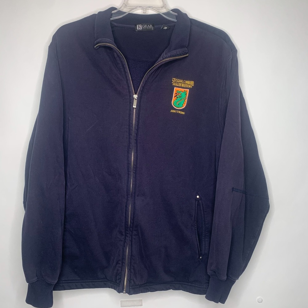 Gear 5th Signal Command Dragon Warriors Army Strong Men's Blue Jacket Size XL